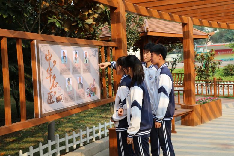 3.学生在中药长廊学习专业知识